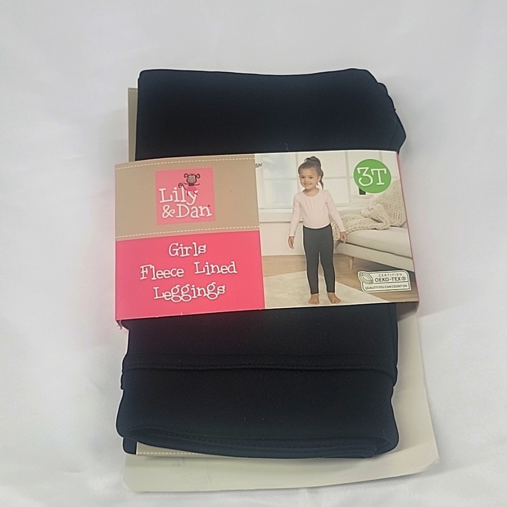 Lily & Dan 3T NWT Girls Fleece Lined Leggings Black